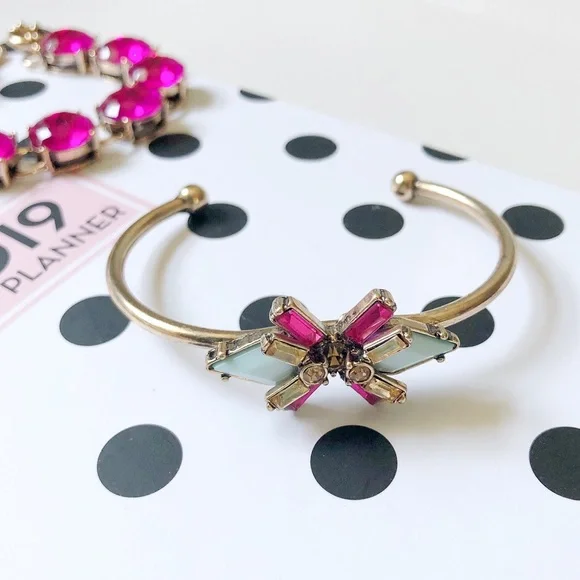 Mint and magenta cuff bracelet - Picture 3 of 5